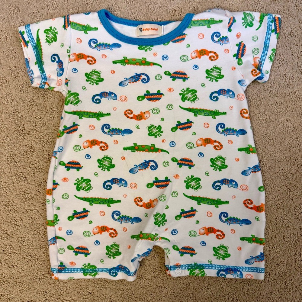 Baby Luigi Animal Print Romper Size 12M Alligator Frog Lizard One Piece Boutique